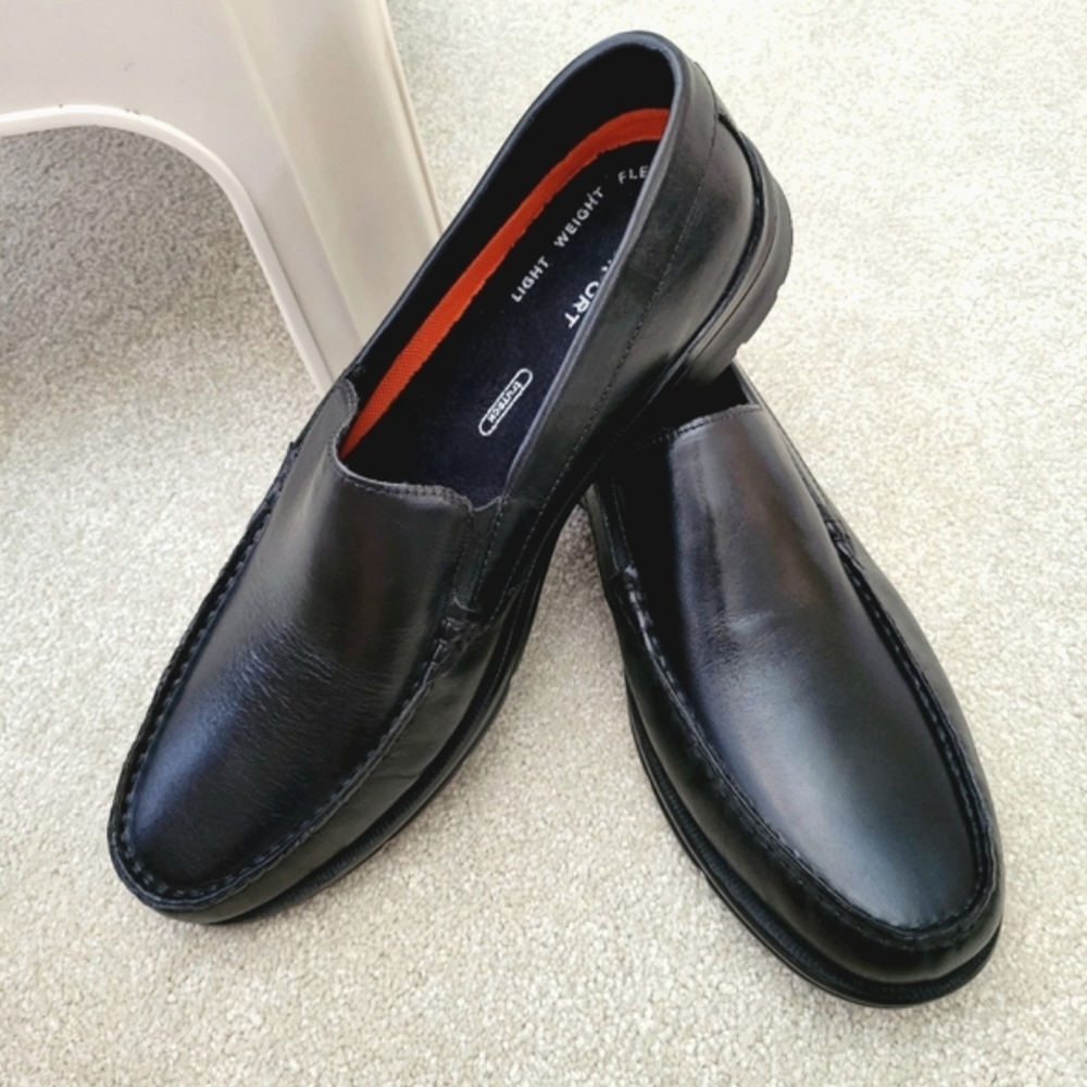 Rockport Loafers Size 11.5 M Rockport Palmer Black Leather Slip-On Dress Shoes - Picture 9 of 16